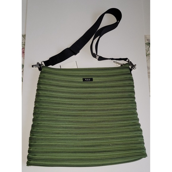 Bam Zipper Backpack Coverts Messenger Bag Green Large Y2K Nylon - Picture 2 of 8